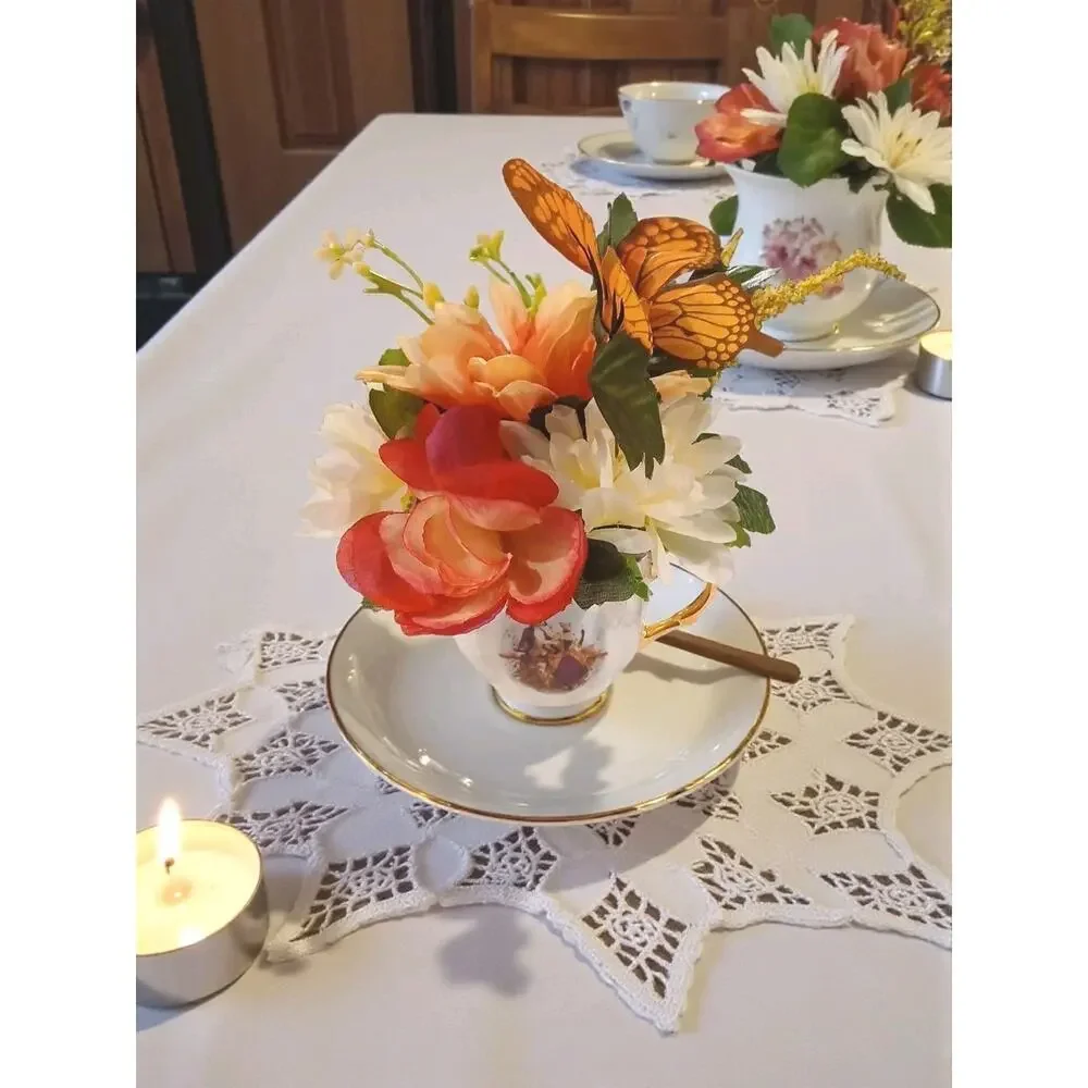 Monarch Butterfly Floral Arrangement Tea Cup POP-IN Party Birthday Get Well Gift